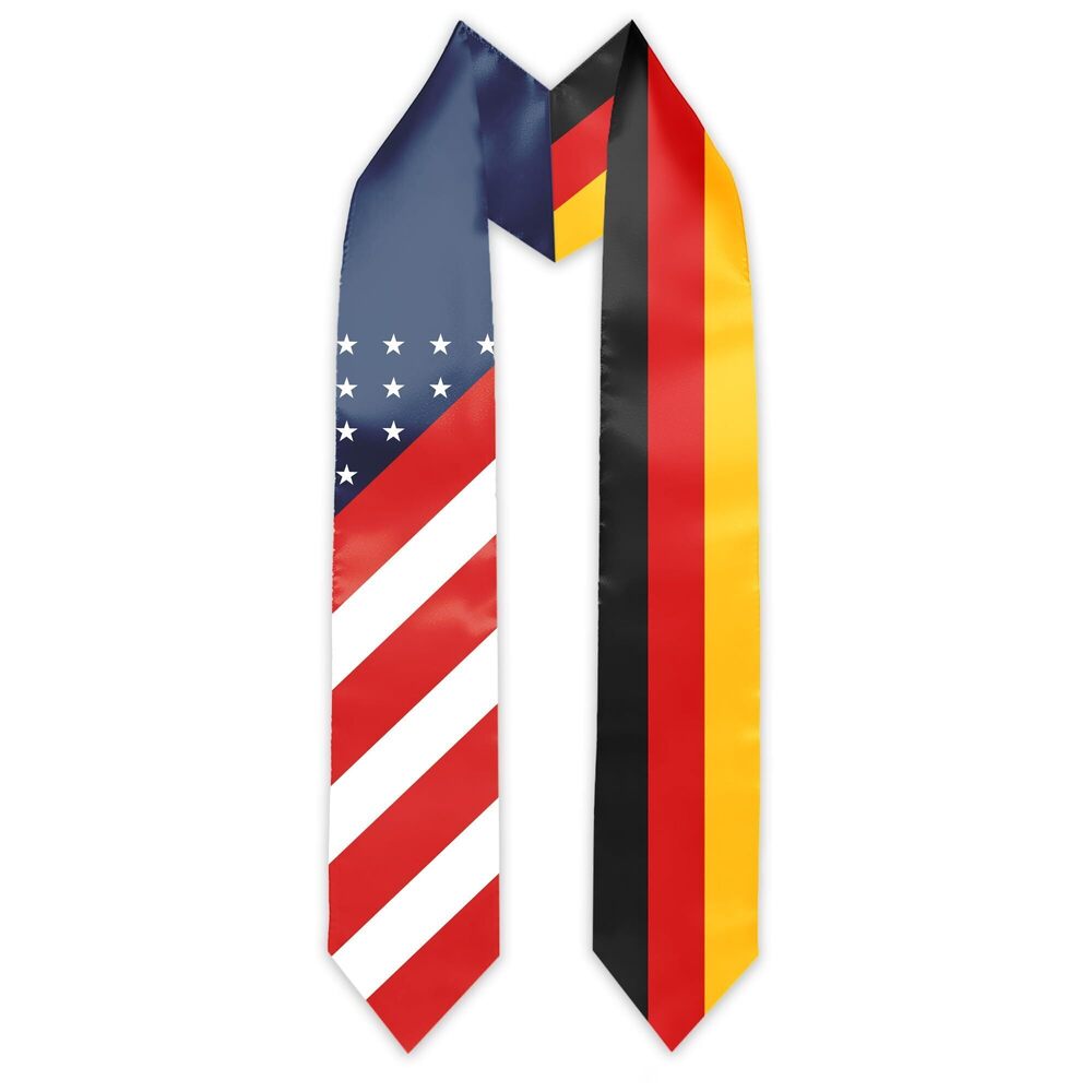 7604 Germany Flag and USA Country Flag Graduation Stole Graduation Sash